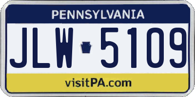 PA license plate JLW5109
