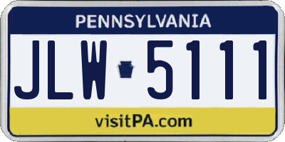 PA license plate JLW5111