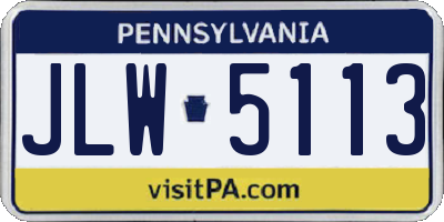 PA license plate JLW5113