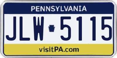 PA license plate JLW5115