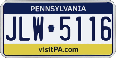 PA license plate JLW5116