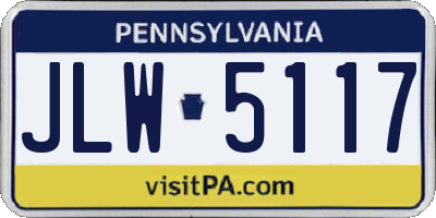 PA license plate JLW5117