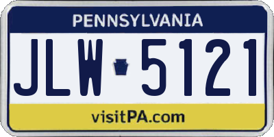 PA license plate JLW5121