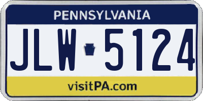 PA license plate JLW5124