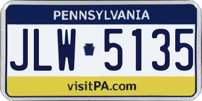 PA license plate JLW5135