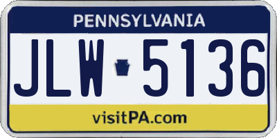 PA license plate JLW5136