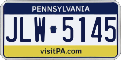 PA license plate JLW5145
