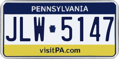 PA license plate JLW5147