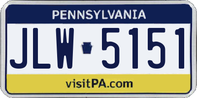 PA license plate JLW5151