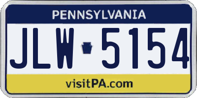 PA license plate JLW5154