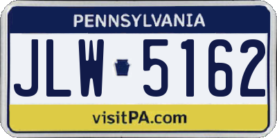 PA license plate JLW5162