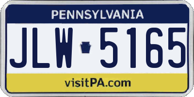 PA license plate JLW5165