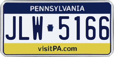 PA license plate JLW5166