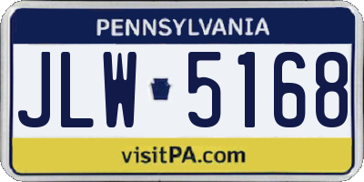 PA license plate JLW5168