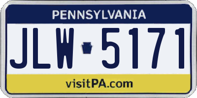 PA license plate JLW5171