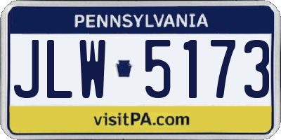 PA license plate JLW5173
