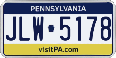 PA license plate JLW5178