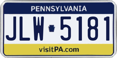 PA license plate JLW5181