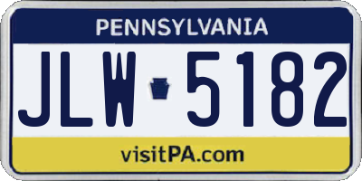 PA license plate JLW5182