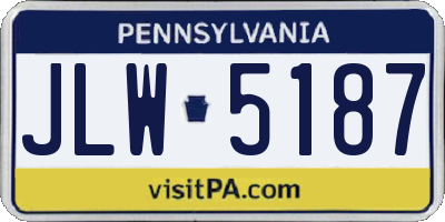 PA license plate JLW5187