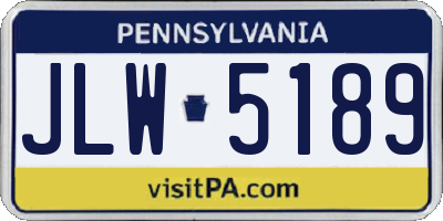 PA license plate JLW5189