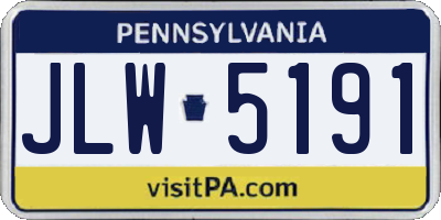 PA license plate JLW5191