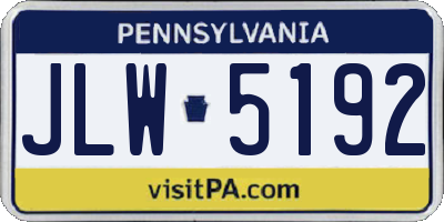 PA license plate JLW5192