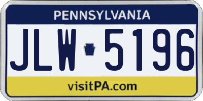 PA license plate JLW5196