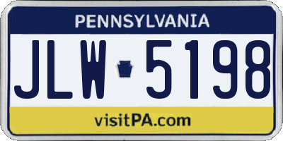 PA license plate JLW5198