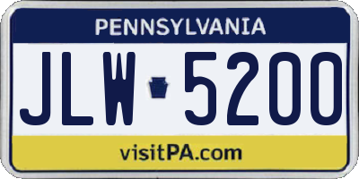 PA license plate JLW5200