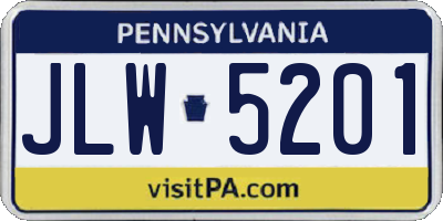 PA license plate JLW5201