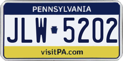 PA license plate JLW5202