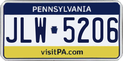 PA license plate JLW5206