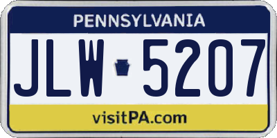 PA license plate JLW5207