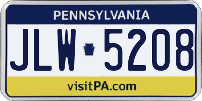 PA license plate JLW5208