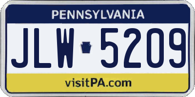 PA license plate JLW5209