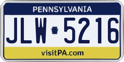 PA license plate JLW5216