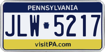 PA license plate JLW5217