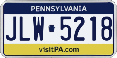 PA license plate JLW5218