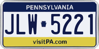 PA license plate JLW5221