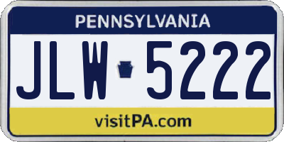 PA license plate JLW5222