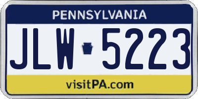 PA license plate JLW5223