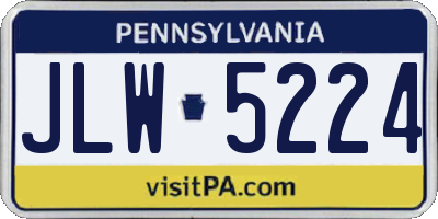 PA license plate JLW5224