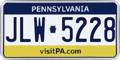 PA license plate JLW5228