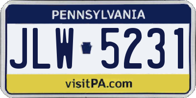 PA license plate JLW5231