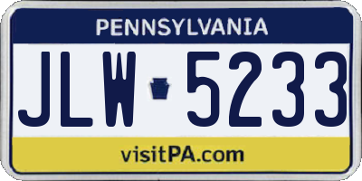 PA license plate JLW5233