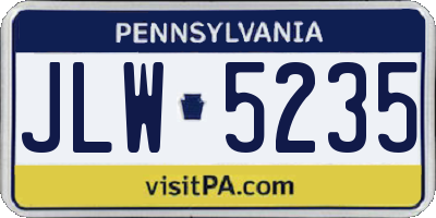 PA license plate JLW5235