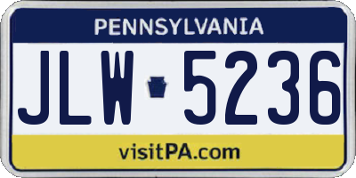 PA license plate JLW5236