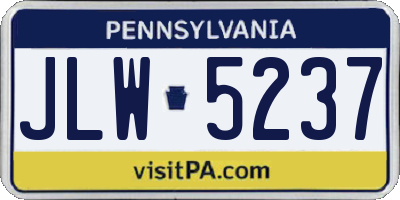 PA license plate JLW5237