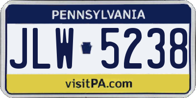 PA license plate JLW5238